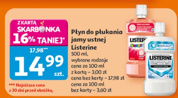 Płyn do płukania jamy ustnej Listerine promocja w Auchan