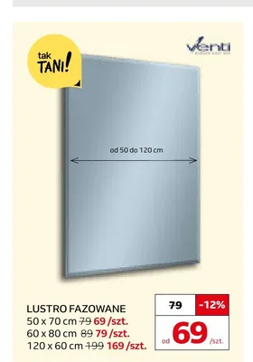 Lustro fazowane Venti 50x70 cm promocja w Komfort