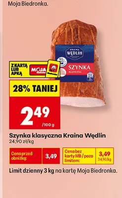 Szynka klasyczna Kraina Wędlin promocja w Biedronka