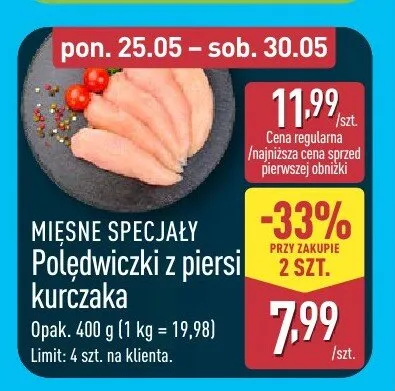 Polędwiczki z piersi kurczaka Mięsne Specjały promocja w Aldi