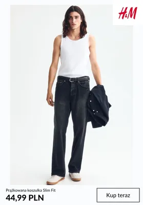 Prążkowana koszulka Slim Fit H & M promocja w H&M