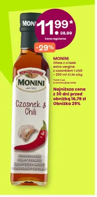 Oliwa z oliwek extra vergine z czosnkiem i chili Monini promocja w Frisco