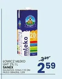 Mleko UHT 2% Łowicz promocja w Wafelek