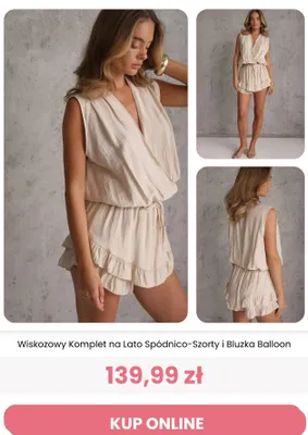 Komplet wiskozowy na lato spódnico-szorty i bluzka Balloon Renee promocja w Renee
