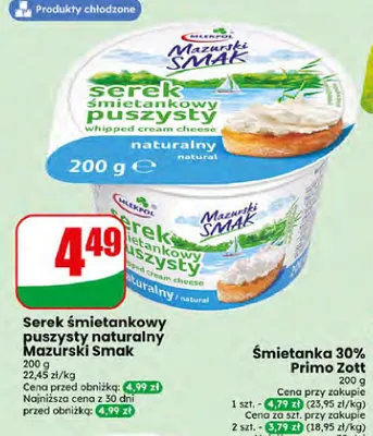 Serek śmietankowy puszysty naturalny Mazurski Smak Mlekpol promocja w Dino