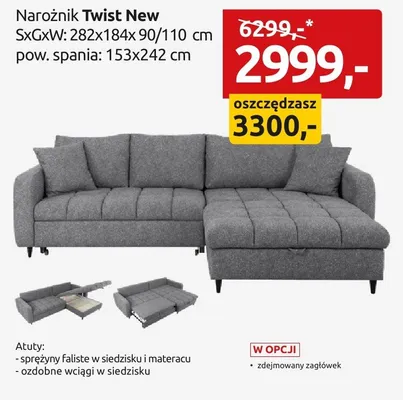 Narożnik Twist New promocja w Black Red White