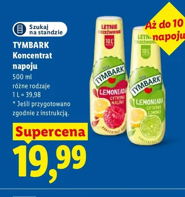 Koncentrat napoju lemoniada cytryna malina Tymbark promocja w Lidl