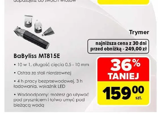 Trymer MT815E BaByliss promocja w Carrefour