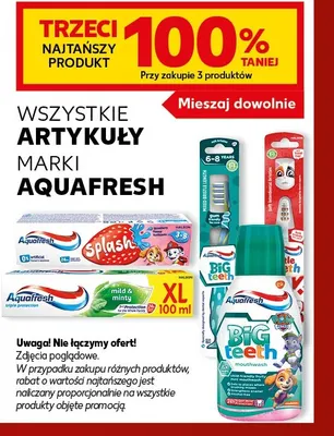 Płyn do płukania jamy ustnej Big Teeth Aquafresh promocja w Kaufland