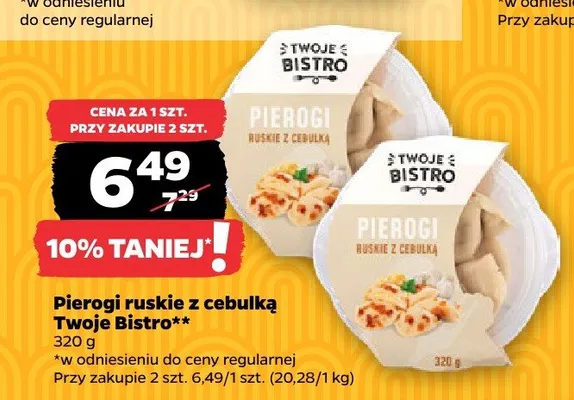Pierogi ruskie z cebulką Twoje Bistro promocja w Netto