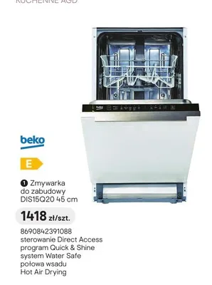 Zmywarka do zabudowy Beko DIS15Q20 45cm promocja w Castorama