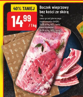 Boczek wieprzowy bez kości ze skórą promocja w POLOmarket