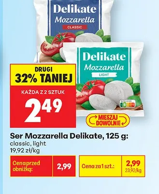 Ser Mozzarella Delikate light 125g promocja w Biedronka
