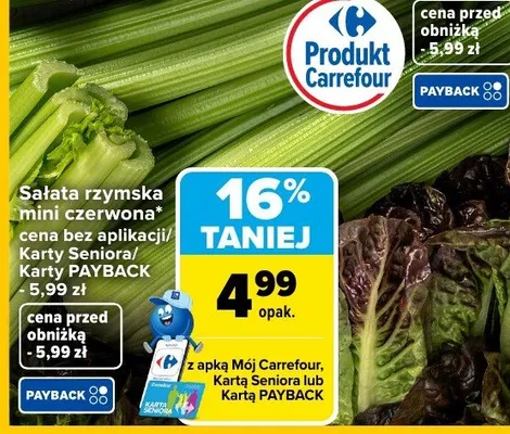 Sałata rzymska mini czerwona promocja w Carrefour Market