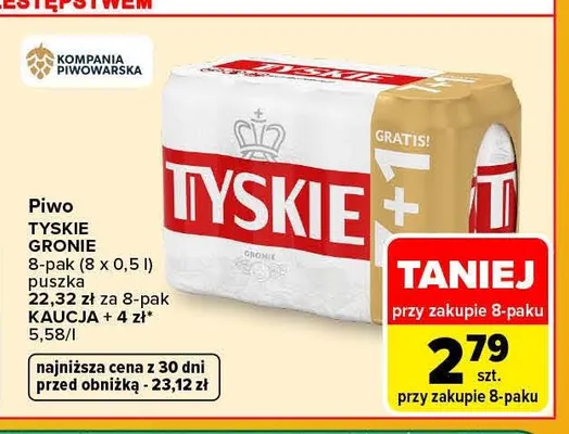 Piwo Tyskie Gronie 8-pak 500 ml promocja w Carrefour