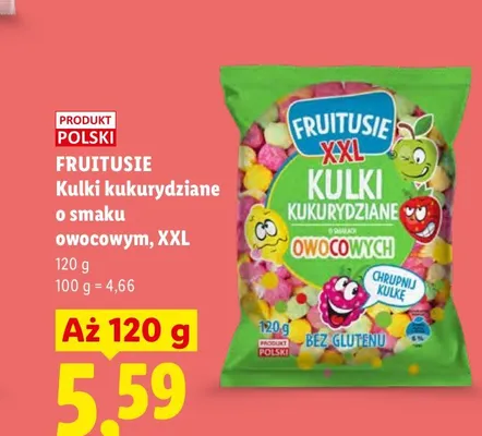 Kulki kukurydziane o smaku owocowym Fruitusie XXL promocja w Lidl