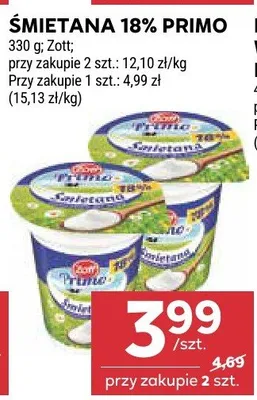 Śmietana 18% primo promocja w Stokrotka