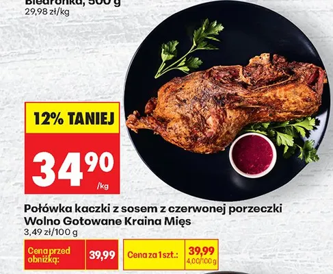 Półówka kaczki z sosem z czerwonej porzeczki Wolno Gotowane Mięs promocja w Biedronka