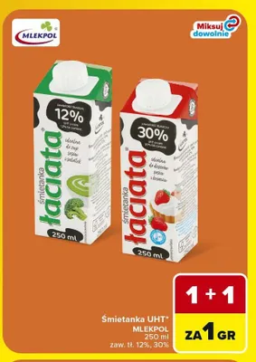Śmietanka UHT 12% Łaciata promocja w Carrefour