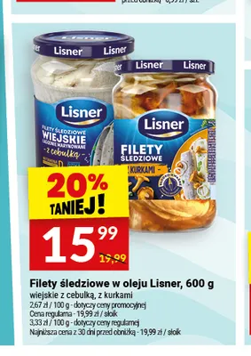 Filety śledziowe w oleju wiejskie z cebulką Lisner promocja w Twój Market