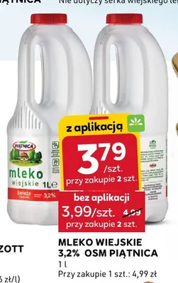 Mleko wiejskie OSM Piątnica 3,2% promocja w Stokrotka