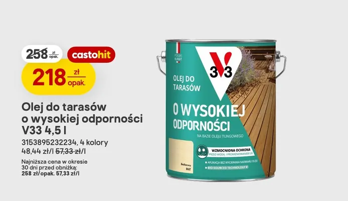 Olej do tarasów o wysokiej odporności promocja w Castorama