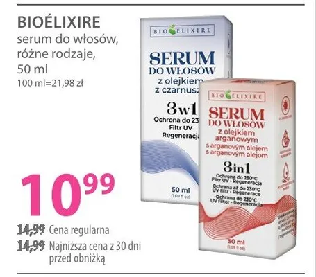 Serum do włosów Bioélixire z olejkiem z czarnuszki promocja w Hebe