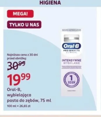 Wybielająca pasta do zębów Oral-B Pro 3D White Clinical Intensywne Wybielanie promocja w Rossmann