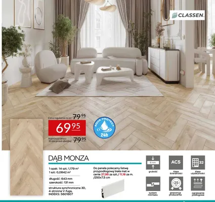 Panele laminowane Dąb Monza Classen promocja w Abra Meble
