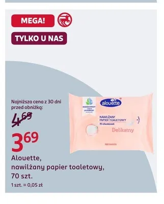 Nawilżany papier toaletowy Alouette Delikatny promocja w Rossmann