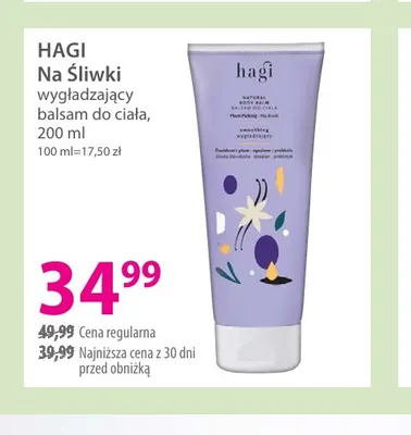 Na Śliwki wygładzający balsam do ciała Hagi promocja w Hebe