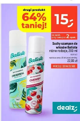 Suchy szampon do włosów Batiste promocja w Dealz