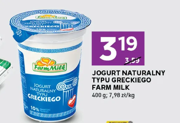 Jogurt naturalny typu greckiego Farm Milk promocja w Stokrotka