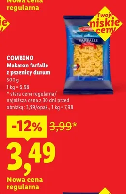 Makaron farfalle z pszenicy durum promocja w Lidl