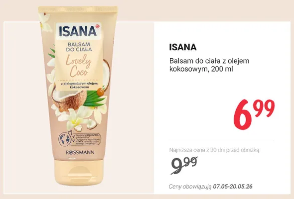 Balsam do ciała z olejem kokosowym ISANA Lovely Coco promocja w Rossmann