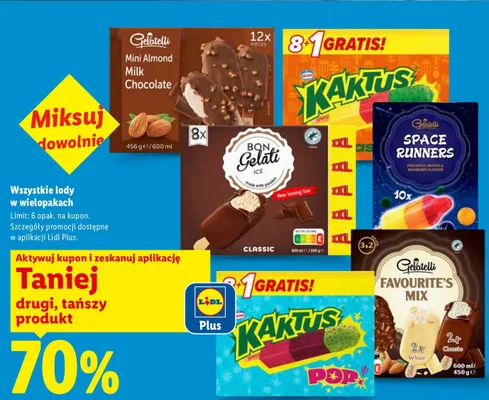 Lody Gelatelli Space Runners 10-pak promocja w Lidl