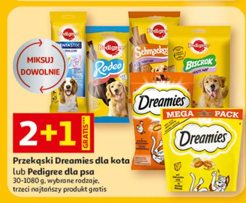 Przekąski dla kota lub dla psa Dreamies, Rodeo, Schmackos, Biscrok, Mega Pack promocja w Auchan