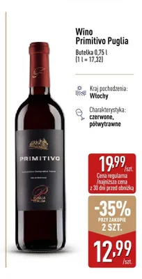 Wino Primitivo Puglia promocja w Aldi