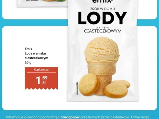 Lody o smaku ciasteczkowym Emix promocja w Dino
