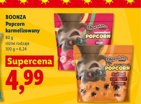 Popcorn karmelizowany Salted Caramel Boonza promocja w Lidl