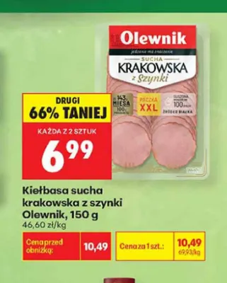 Kiełbasa krakowska sucha staropolska Olewnik promocja w Biedronka