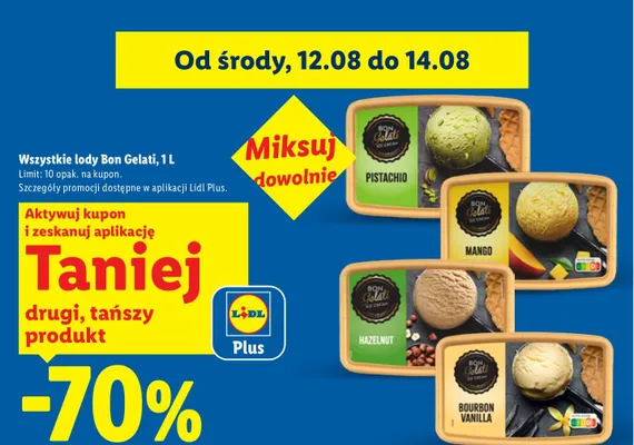 Lody Bon Gelati Pistachio promocja w Lidl