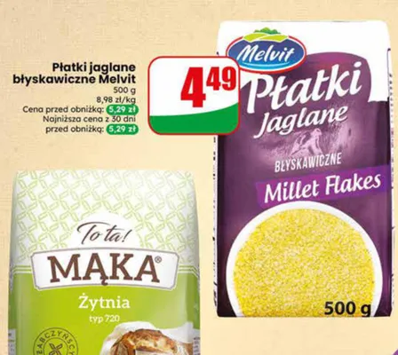 Płatki jaglane błyskawiczne Melvit promocja w Dino