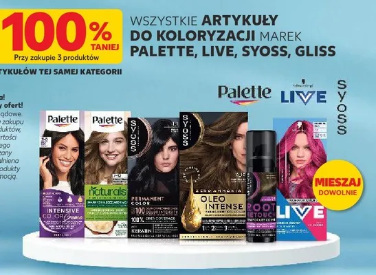 Produkty do koloryzacji włosów Syoss, Gliss, Palette, Live promocja w Kaufland