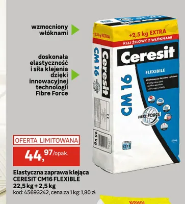 Elastyczna zaprawa klejąca Ceresit CM16 Flexible promocja w Leroy Merlin