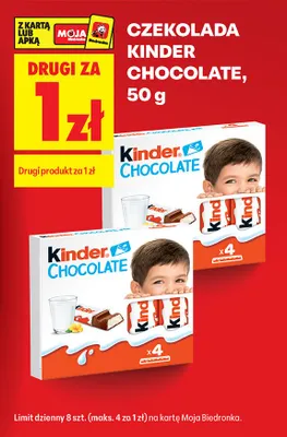 Kinder CzekoladaDRUGA ZA 1 ZŁ promocja w Biedronka