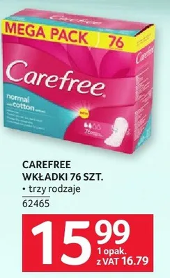 Wkładki Carefree 76 szt. promocja w Selgros