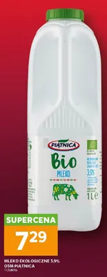 Mleko ekologiczne Bio 3,9% OSM Piątnica promocja w Stokrotka