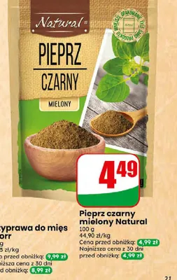 Pieprz czarny mielony Natural promocja w Dino