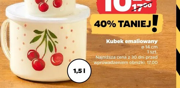 Kubek emaliowany 1.4 l promocja w Netto